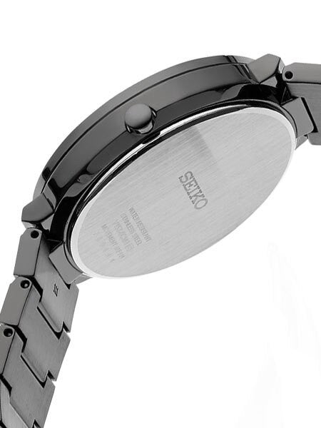 Seiko Sleek Solar Watch with 40mm Black Ion Stainless Steel Case #SNE481