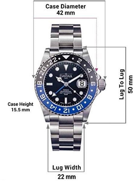Davosa Ternos Swiss Automatic 200 Meter GMT Dual-Time Watch with "Batman" Ceramic Bezel #16157145