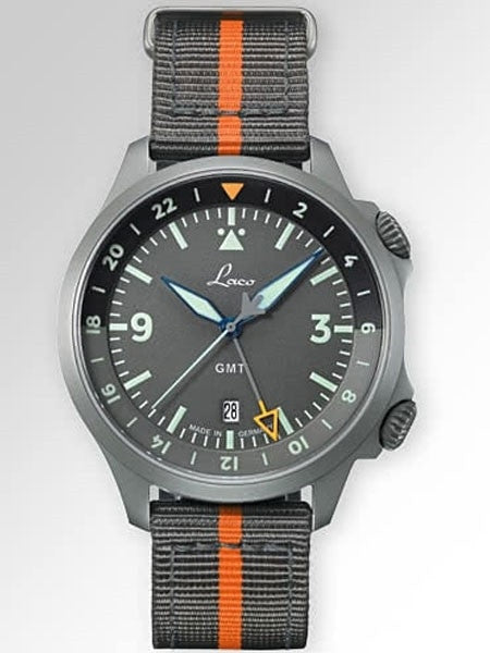 Laco Frankfurt Swiss Automatic GMT Dual-Time Pilot Watch with Double-Dome AR Sapphire Crystal #862121