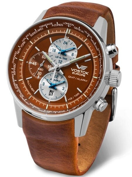 Vostok-Europe Gaz-Limo GMT Watch with Alarm, Dual-Time #565A292