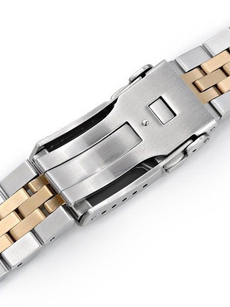 Strapcode 20mm ANGUS-J "Louis" Gold IP and 316L Stainless Steel Watch Bracelet for Seiko Alpinist SARB017 #SS201805P2G064