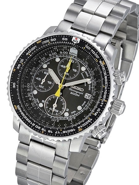 Seiko SNA411 SNA411P SNA411P1 Quartz Flight Chronograph Watch with