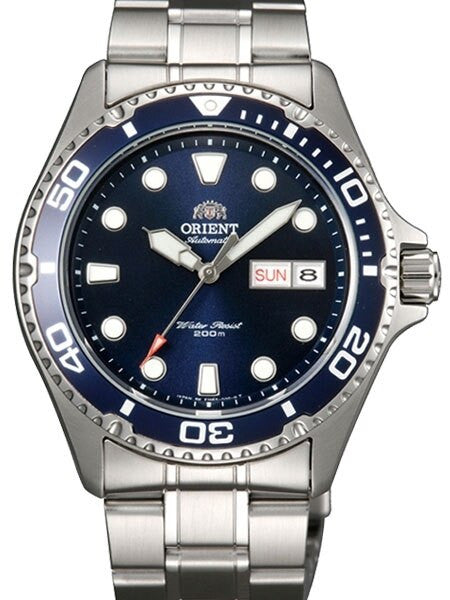 Scratch and Dent - Orient Ray II Blue Dial Automatic Dive Watch with SS Bracelet #AA02005D 6