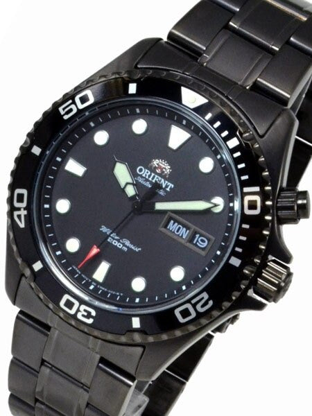 Orient Black Ray Raven 21-Jewel Automatic Dive Watch with Black PVD Bracelet  #EM65007B