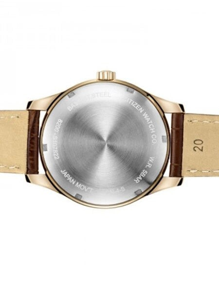 Citizen Automatic White Dial Watch with Brown Leather Strap #NH8363-14A