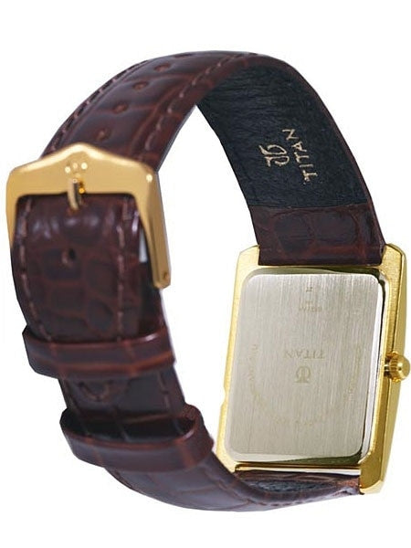 Titan Goldtone Classique Dress Watch with Precision Quartz Movement and Leather Strap #669YL01