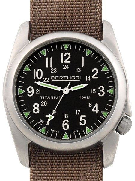 Bertucci A-4T Vintage 44 Titanium Watch w/ Tritium Tube Lights #13411