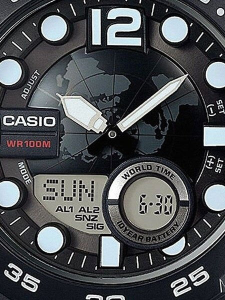 Casio Analog-Digital World Time Alarm Watch with 29 Time Zones #AEQ-100W-1A