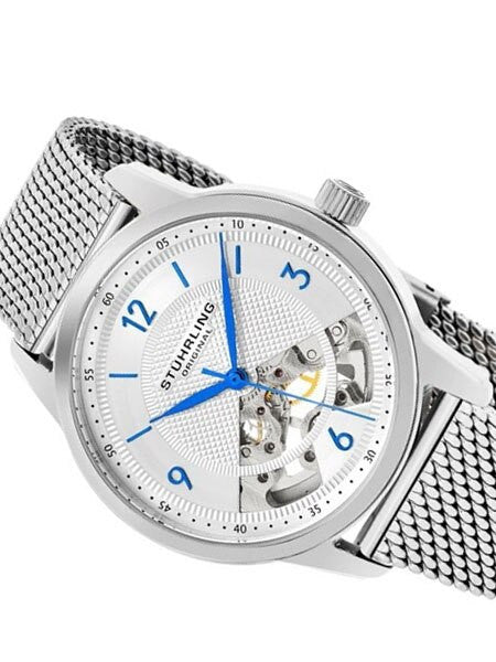 Stuhrling 17-Jewel Mechanical, hand winding watch with 40mm case, Mesh Bracelet #977M.01