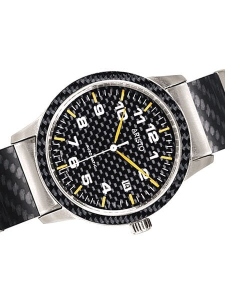 Aristo Swiss Automatic Pilot's Watch with Carbon Fiber Dial, Bracelet and Bezel #7H83