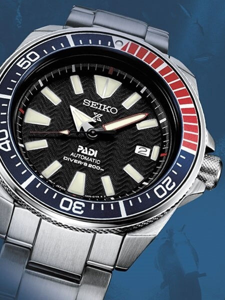 Seiko Samurai Prospex PADI Automatic Dive Watch with Stainless Steel Bracelet #SRPB99