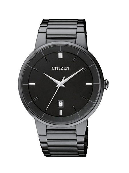Citizen Quartz Black Ion, Thin Dress Watch with Matching Bracelet #BI5017-50E