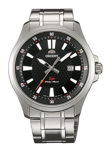Orient Commander Quartz Watch with Honeycomb Black Dial and Date #UNE1003B