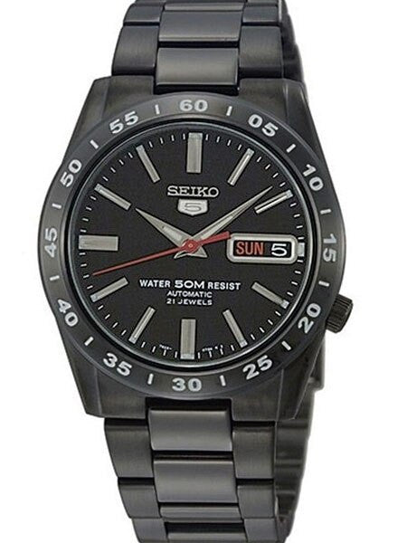 Seiko 5 Automatic Black PVD Watch with a Matching PVD Bracelet #SNKE03K1