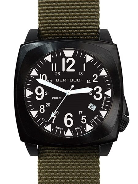 Bertucci E-1S Ballista 44mm Black Ion Field Watch with a Dome Sapphire Crystal #13601