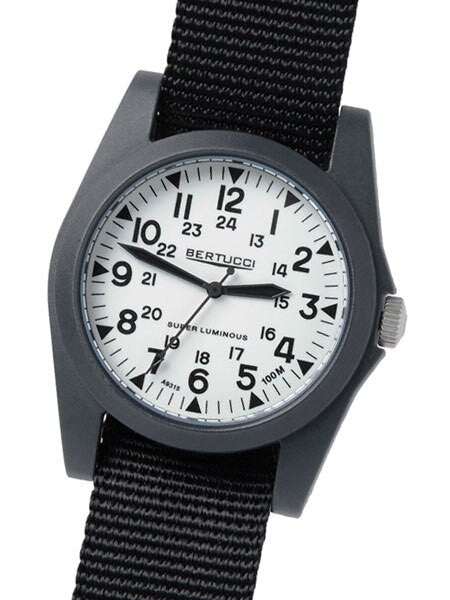 Bertucci A-3P Sportsman Vintage Field Watch with a 42mm Black Case, Luminous Dial - 13355