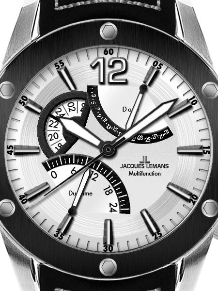 Jacques Lemans Liverpool Quartz Watch with Dual Time GMT and Pointer Date #1-1739B