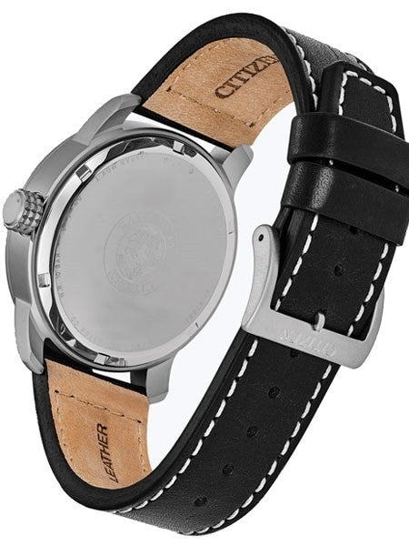 Citizen Chandler Eco-Drive Black Dial Watch with Black Leather Strap #BM8471-01E