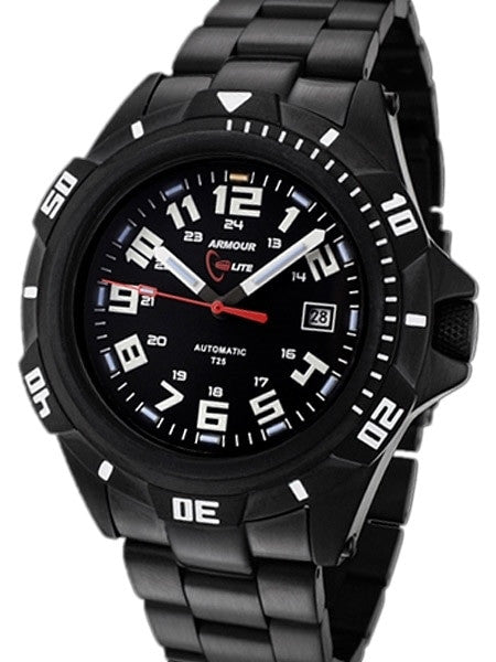Armourlite Automatic Watch with Tritium Illumination, 45mm Black PVD Case and Bracelet #AL401