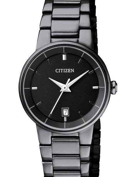 Citizen Black Ion Ladies Quartz Dress Watch #EU6017-54E — Long