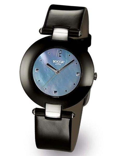 Boccia Ladies Quartz Watch with Titanium and Black Ceramic Case #3190-03
