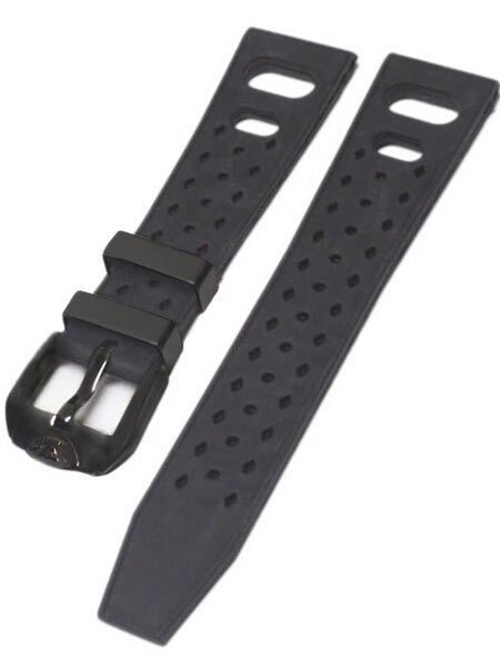 Squale Matic 22mm Black Tropic Rubber Dive Watch Strap #Matic-Trop-Black-PVD