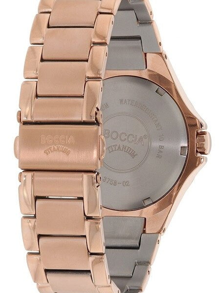 Boccia Ladies Quartz Watch with a 41mm Rose Goldtone Titanium Case and Swarovski Crystals #3758-02