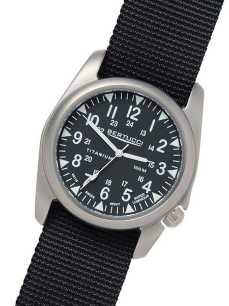 Bertucci A-4T Vintage 44 Titanium Watch with Black Nylon Strap #13406