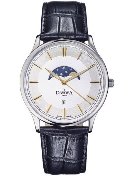Davosa Flatline Moon Phase Quartz Watch with White Dial #16249635