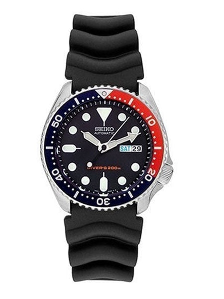 Seiko Automatic Dive Watch with Offset Crown and Rubber Dive Strap #SKX009K1