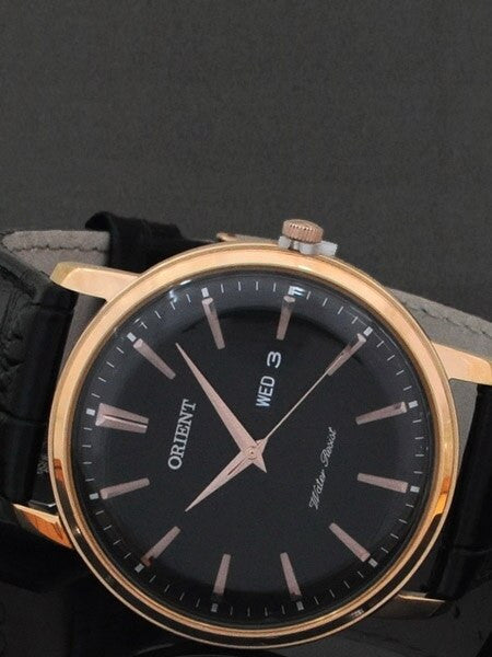 Orient Capital Quartz Rose Goldtone Dress Watch with Day and Date #UG1R004B