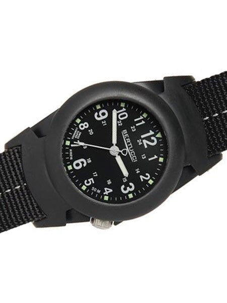 Bertucci DX3?« PRO-GUARD?äó Resin Watch, Dash-Striped Nylon Strap, Black Dial - 11068