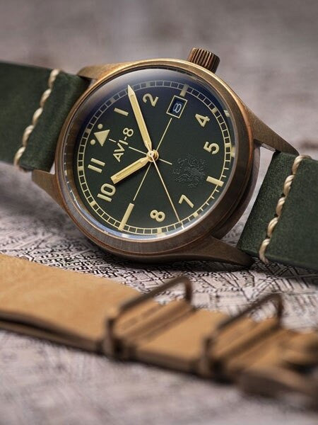 AVI-8 Flyboy Eagle Squadron Bronze Pilot Watch with an Automatic Movement, AR Sapphire Crystal  #AV-4071-03