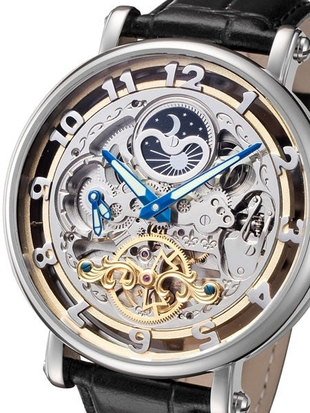 Rougois Dual Time Zone Skeleton Automatic Watch with Day/Night Dial #RGSA47