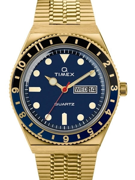 Q Timex Reissue of 1970's 38mm Yellow Goldtone Bracelet Watch #TW2U61400ZV