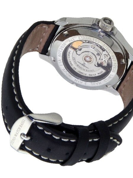 Zeno Mens Day-Date Pilot Watch with Black Dial and Swiss Automatic Movement #12836DD-a1