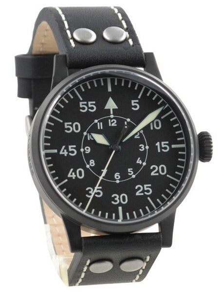 Laco Kassel Black PVD Quartz Pilot Watch with Sapphire Crystal #861793