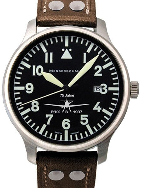 Messerschmitt Fliegeruhr Watch with Aviator Leather Strap #ME-42BF-109