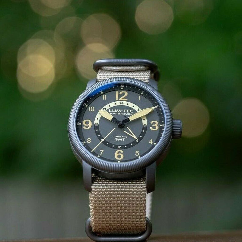 Lum-Tec Combat GMT Dual-Time Watch with a Curved Sapphire Crystal #Combat-B45