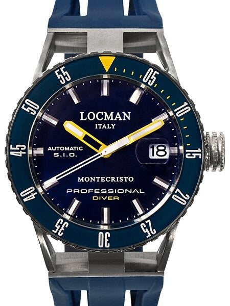 Locman Montecristo 200 Meter Automatic Dive Watch with 44mm Stainless Steel and Titanium Case #513BLYLBL