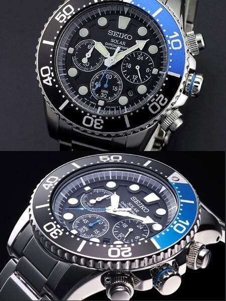 Seiko Solar Quartz Chronograph with Stop-Watch and 24-hour Sub-Dial  #SSC017