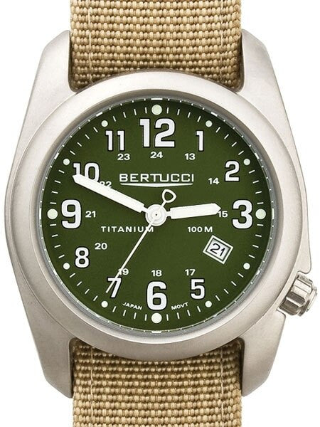 Bertucci A-2T Forest Green Dial Titanium Watch with Kaki Nylon Strap #12049