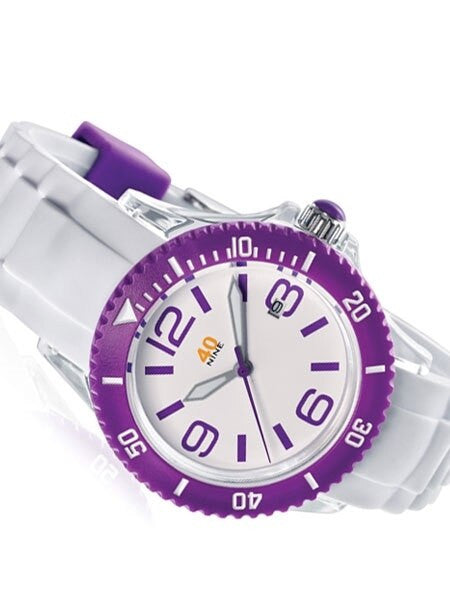 40Nine Clear Plastic 41.5mm Case with White Silicone Rubber Strap #40NINE03-PURPLE3