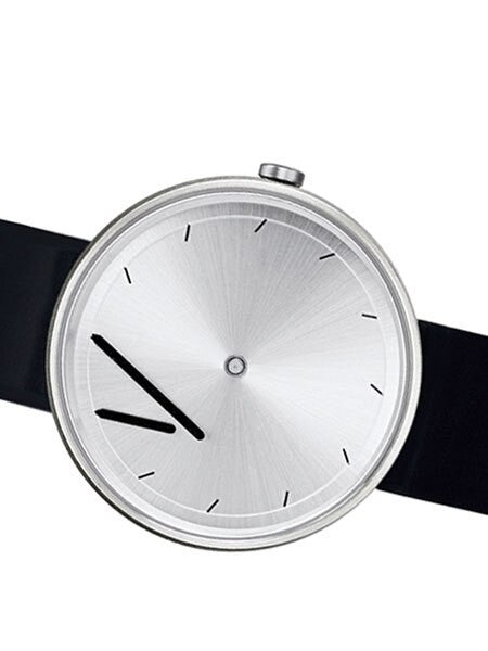 Projects 40mm Silver Twirler Quartz Watch with Black Silicone Strap #7320G