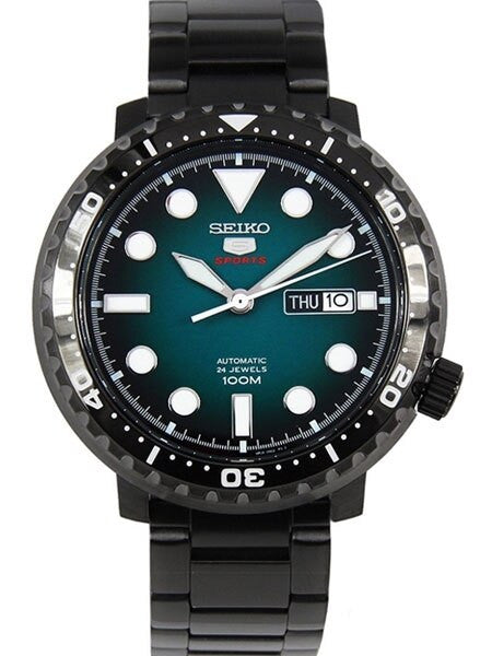 Seiko 5 Sports Automatic 24-Jewel Bottle-Cap Watch with Black PVD Case #SRPC65K1