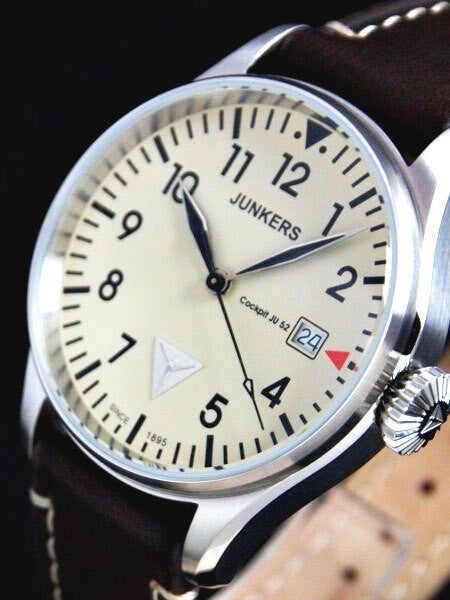 Junkers Cockpit JU52 Series Pilot Watch with Creme Color Dial #6144-5