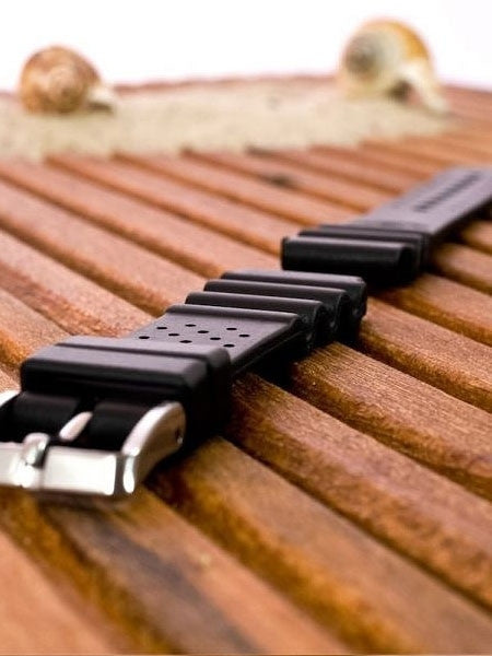 Squale 1521 OEM 20mm Black Natural Rubber Dive Watch Strap #1521-BK