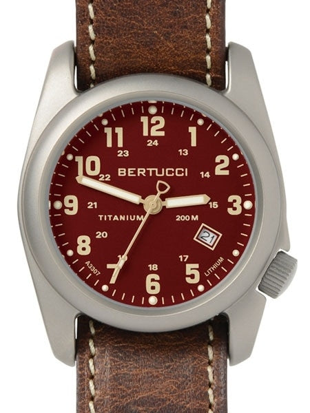 Bertucci A-2T Titanium Watch, 10-Year Lithium Battery, Horween Leather #12731
