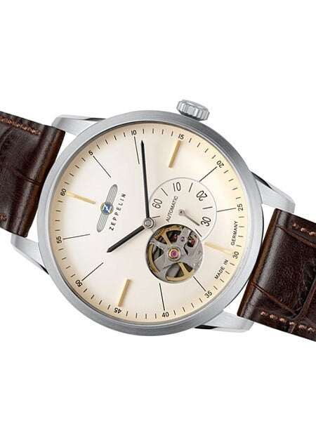 Graf Zeppelin Flatline Automatic Open-Heart Watch with Small Seconds #7364-5