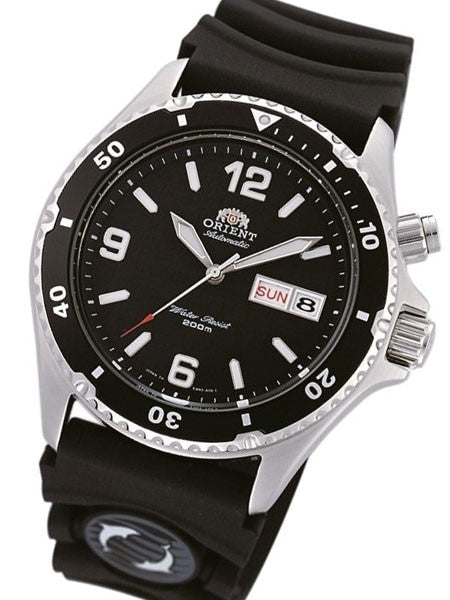 Orient Black Dial Automatic Dive Watch with Rubber Dive Strap #EM65004B